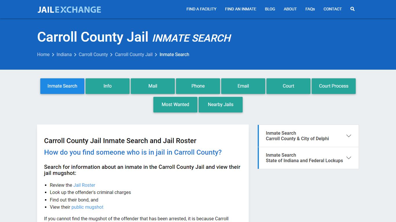 Inmate Search: Roster & Mugshots - Carroll County Jail, IN - Jail Exchange