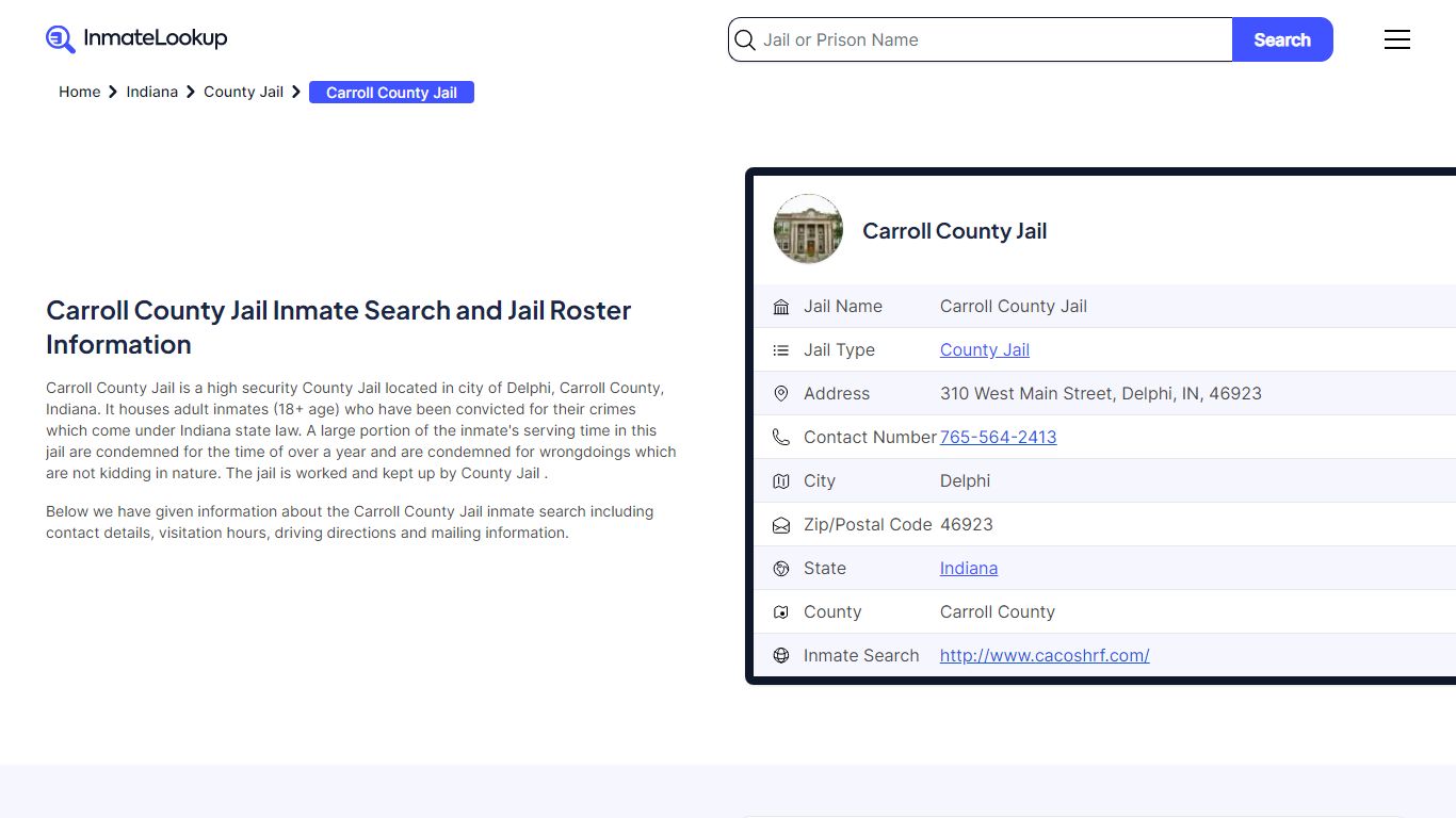 Carroll County Jail Inmate Search and Jail Roster Information